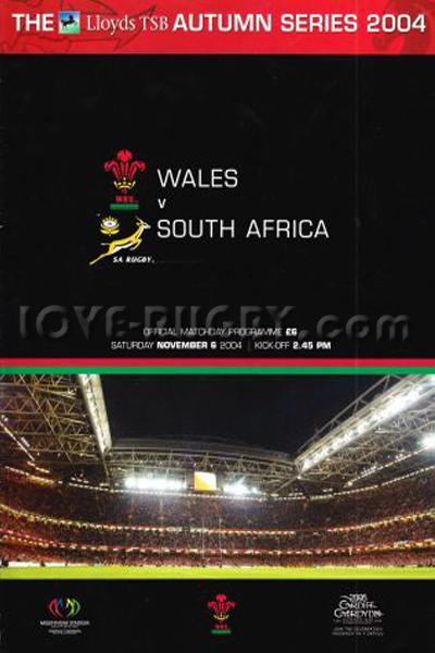 2004 Wales v South Africa  Rugby Programme